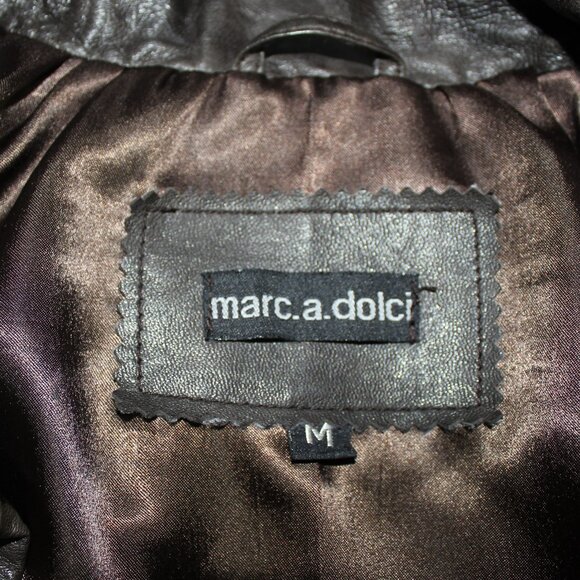 Marc.a.Dolchi leather 3/4 sleeve brown 1 button design lined jacket size Medium - Picture 5 of 8